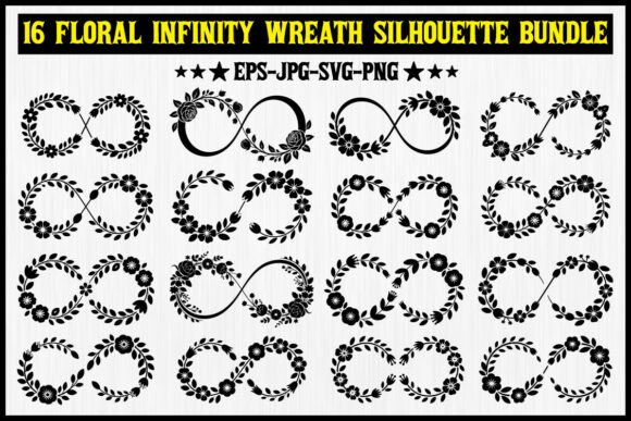 16 Floral Infinity Wreath Silhouette Set: Endless Creative Possibilities