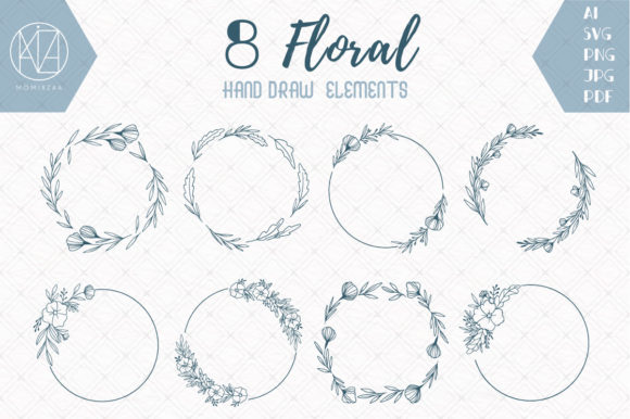 8 Hand-Drawn Leaf Flower Wreath Svg/png: A Designer's Botanical Toolkit