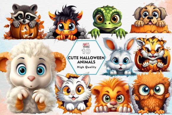 Adorable Halloween Animals Clipart PNG for Creators