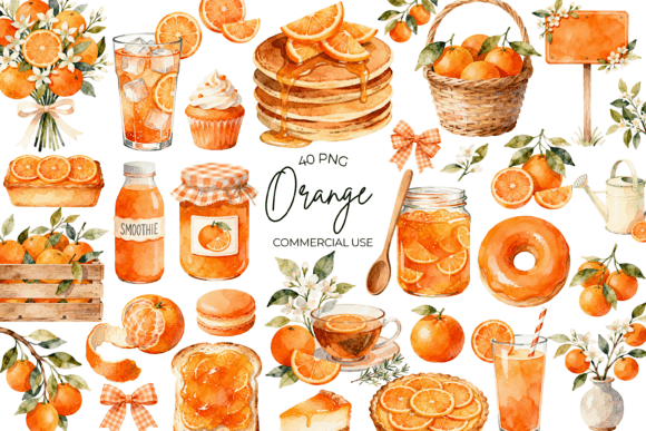 Brighten Your Designs with Watercolor Orange Clipart Citrus Fruit