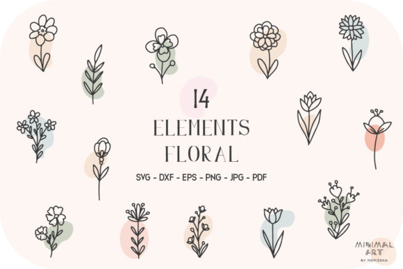 Bring Natural Artistry to Your Projects with 14 Hand Drawn Flowers and Leaves