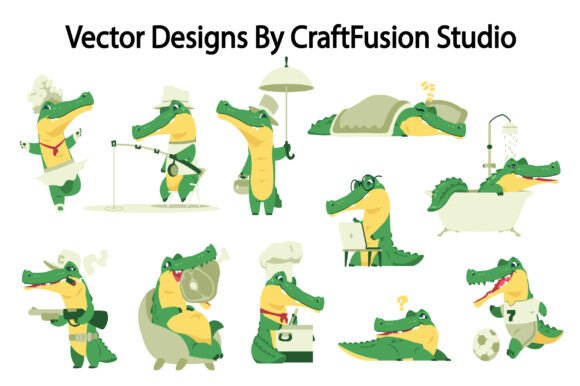Bring Your Designs to Life with Crocodile Illustration Clipart