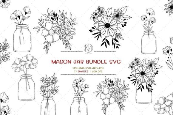 Creative Design Bundle: Mason Jars and Floral Sublimation