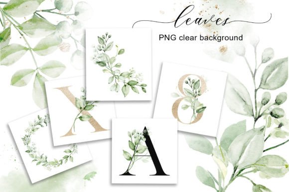 Elevate Projects with Leaves Clipart Set, Alphabet Png