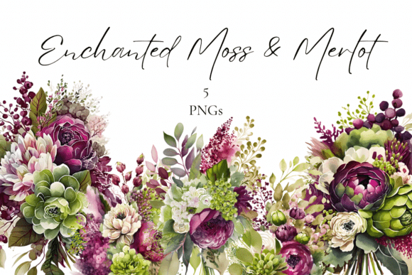 Enchanted Moss & Merlot: Rich Florals for Your Designs