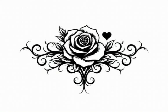 Floral Rose Silhouette Set: Romantic Design Assets