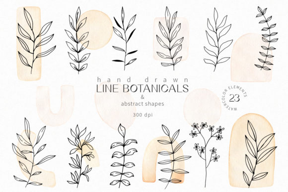 Line Botanical Abstract Shape Clipart: Elevate Your Designs