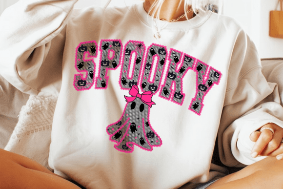 Pink Lace Spooky Varsity Png, Lace Ghost: A Unique Design Asset