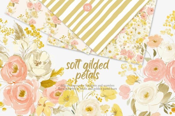 The Understated Luxury of Soft Gilded Floral Clipart & Patterns