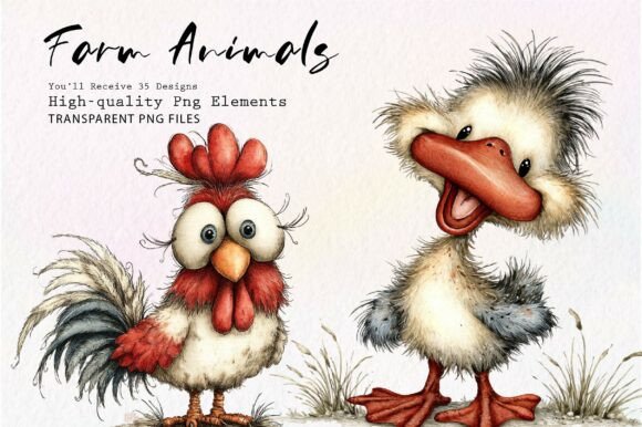 Whimsical Quirky Farm Animals PNG: A Designer's Delight