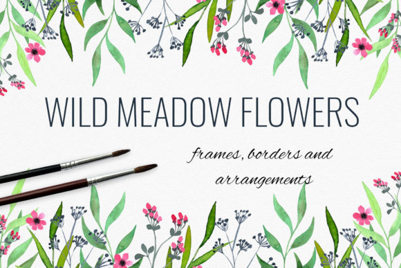 Wild Meadow Flowers Frames: Fresh Watercolor Designs
